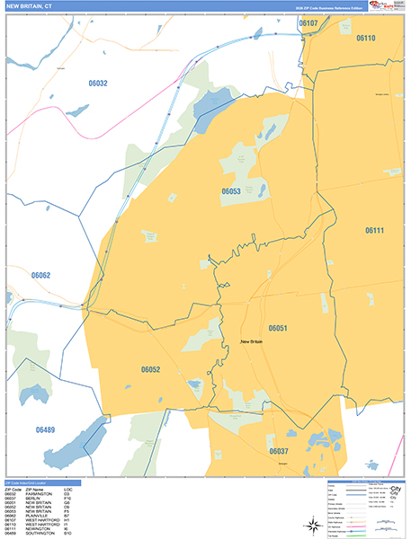 New Britain, CT Zip Code Map